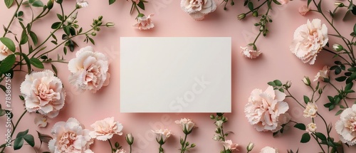 fresh flowers and an airy  colorful mock-up of a save-the-date card invitation
