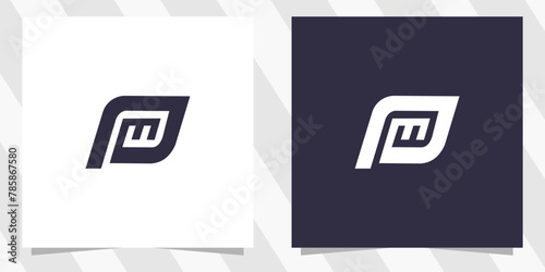 letter pm mp logo design
