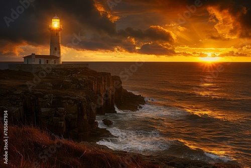 Sunset Glow Over Coastal Lighthouse