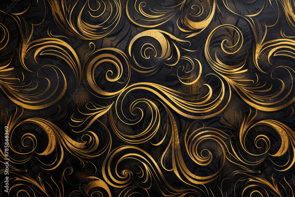 A luxurious background with a blend of gold and black swirls, creating an abstract pattern that exudes opulence and sophistication