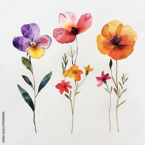 A series of minimalist watercolor flowers © Nisit