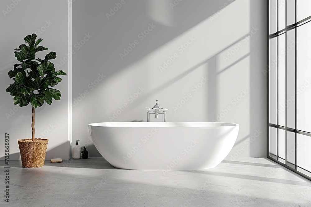 Fototapeta premium Bathroom Wall Mockup created with Generative AI