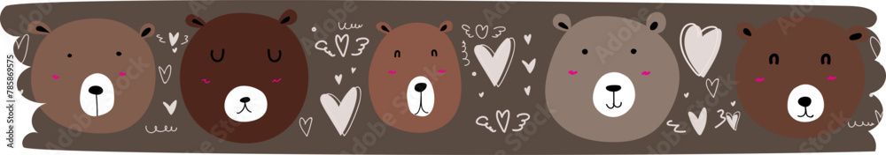 Cute bear washi tape on transparent background. Cute bear washi tape on transparent background.