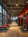 Modern Gym Interior with Exercise Equipment