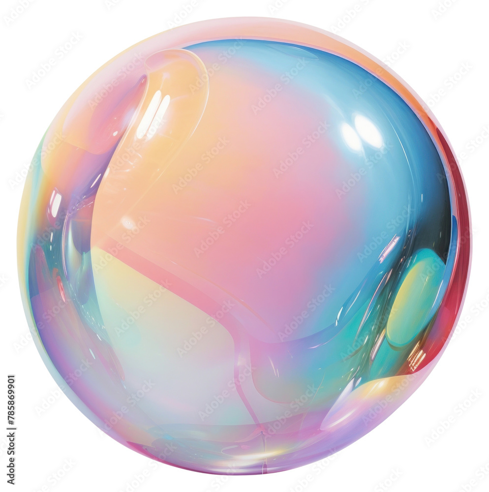 Obraz premium PNG An iridescence Bubble isolated on clear pale solid white background bubble sphere lightweight