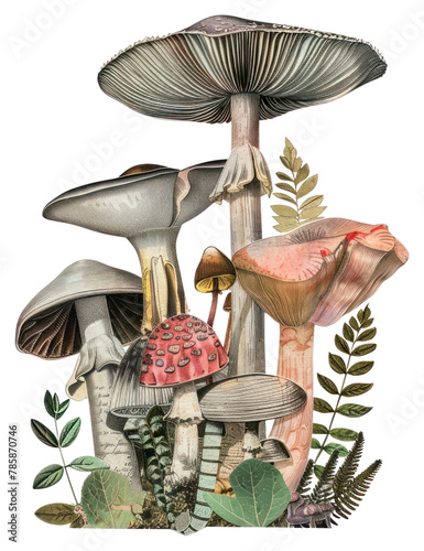 PNG A mushroom collage cutouts amanita agaric fungus