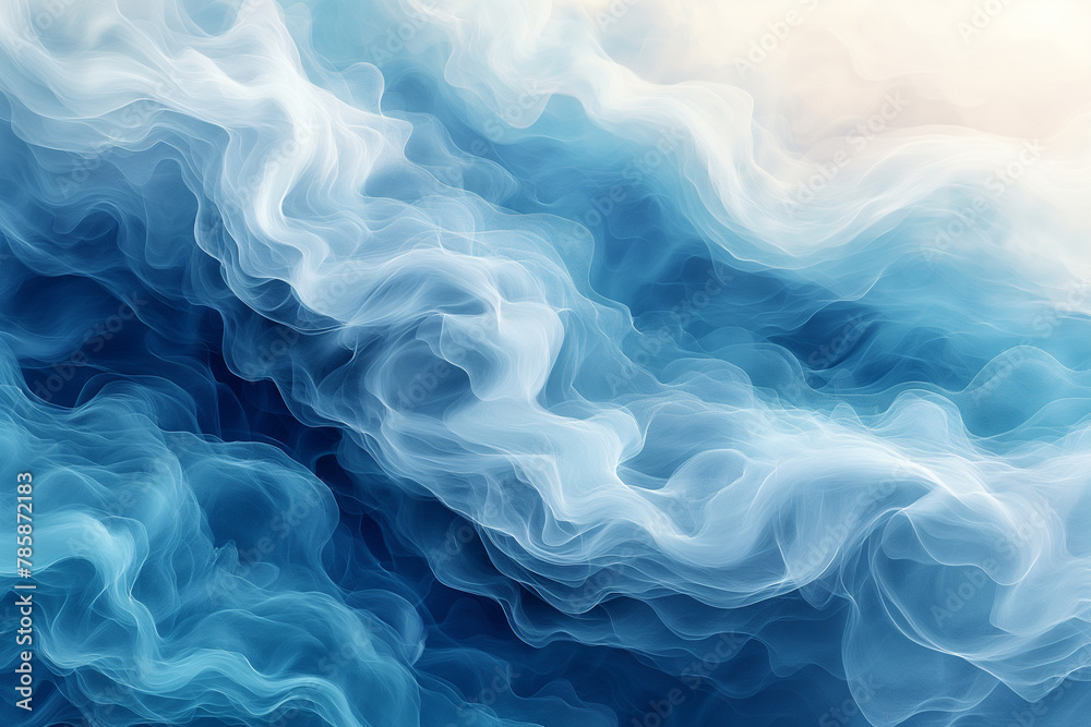 Ethereal Blue Fluid Waves Abstract Background