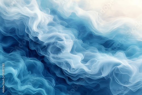 Ethereal Blue Fluid Waves Abstract Background