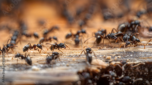 Close-Up Detailed View of Odorous House Ants Foraging in Domestic Environment © Glen