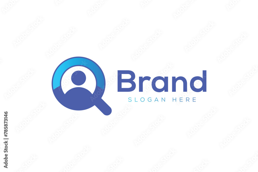 Minimalist magnifying glass people logo vector design template. Vector magnifying glass people logo concept.1 Minimalist magnifying glass people logo vector design template. Vector magnifying glass people logo concept.1