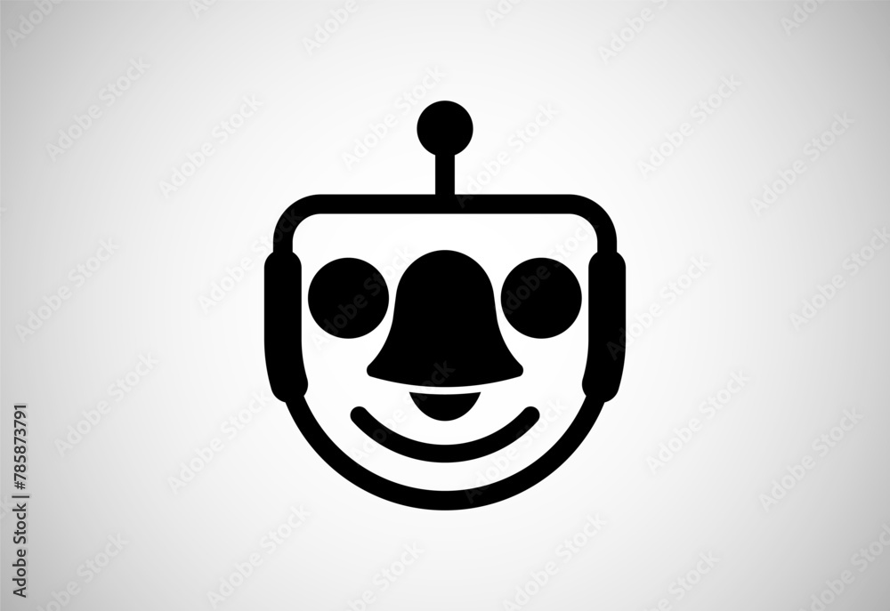Obraz premium Robot bell logo design vector illustration