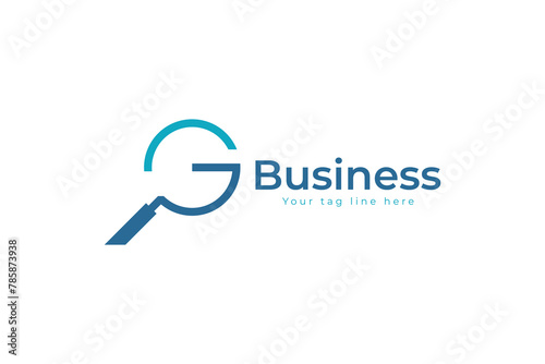 Modern magnifying glass letter g business logo creative design vector template. Minimalist magnifying glass letter g logo concept.