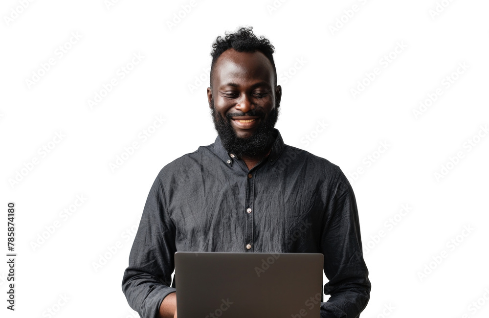 Smiling Man with Laptop on Transparent Smiling Man with Laptop on Transparent