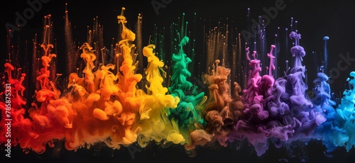 Vibrant Explosion of Colored Inks in Water