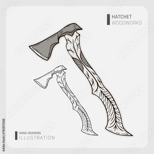 Hand Drawn Hatchet Illustration.