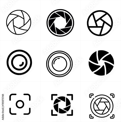 lens icons set. vector. editable