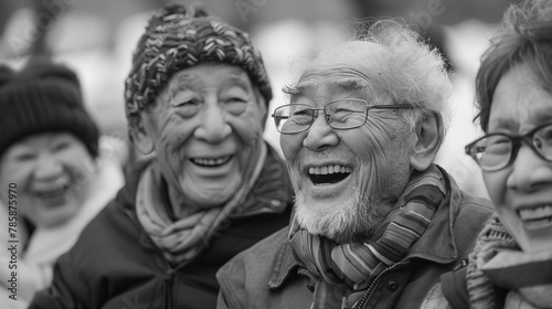 Joyful Moment: Elderly Friends Sharing Laughter in the Park