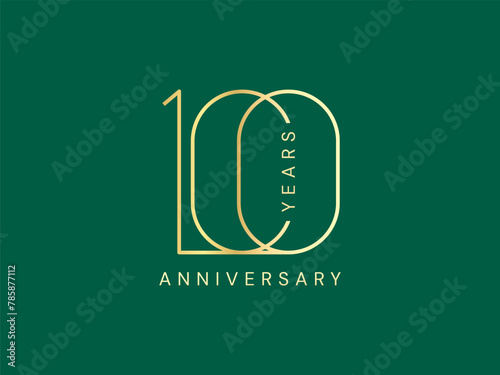 100th Anniversary luxury gold celebration with overlapping lines number logo typography vector design twisted infinity concept. One Hundred years anniversary gold number template for business, web.