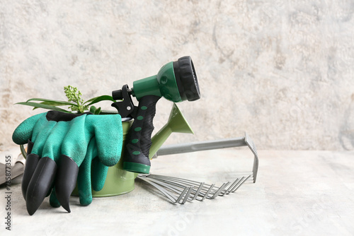 Gardening tools with green ...