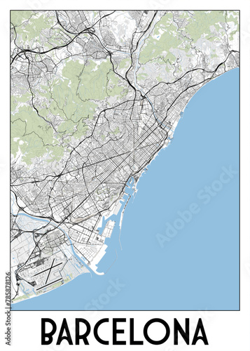 Barcelona, Spain poster map art