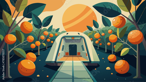 The confined space of the spaceships botanical pod did not deter the flourishing miniorchard of citrus trees and dwarf apple trees their
