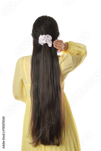 Woman with ponytail and sil...