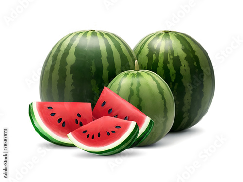  organic natural watermelon fruit isolated on transparent png background with shadows 