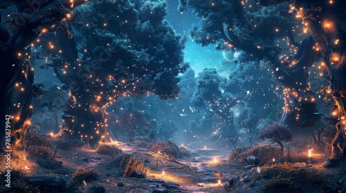 Enchanted Night in the Ancient Forest