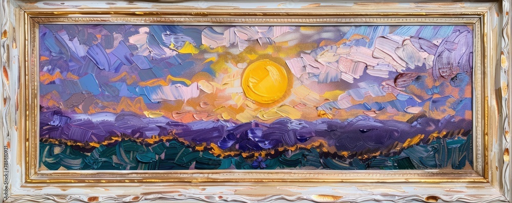 Easter sunrise paintings in a style of oil impasto