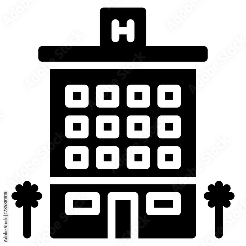 hotel icon glyph style, suitable for web and mobile app.