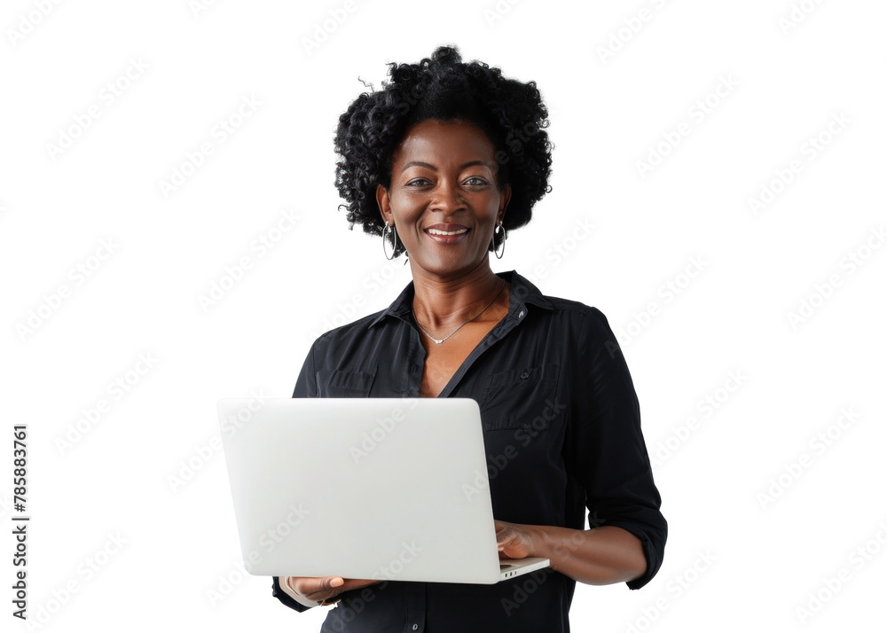 Businesswoman With Laptop on Transparent Businesswoman With Laptop on Transparent