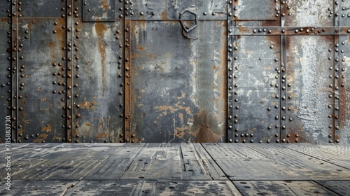 The backdrop of a repurposed factory floor with worn concrete floors and aged machinery adds a touch of nostalgia to this industrial . .