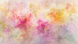 Soft watercolor washes blending pinks, yellows, and lavenders, evoking the gentle allure of spring flowers. 