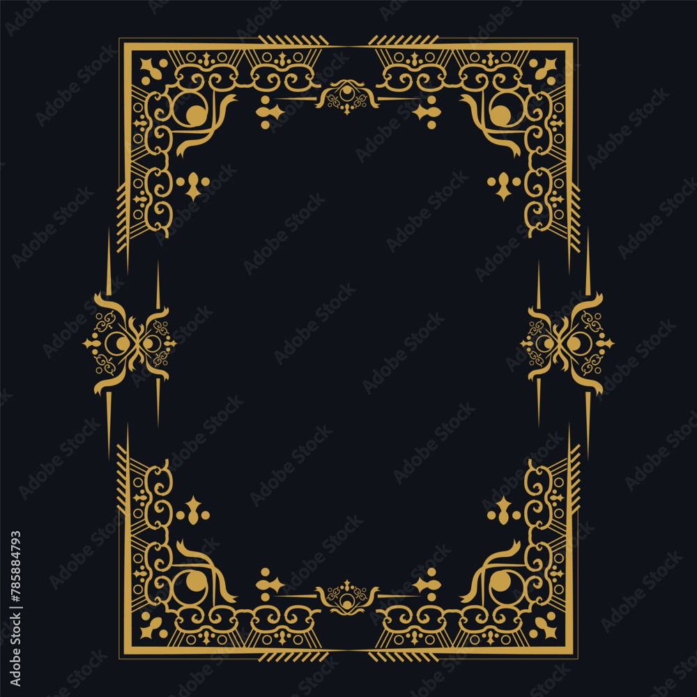 Luxury gold frame vintage ornament design