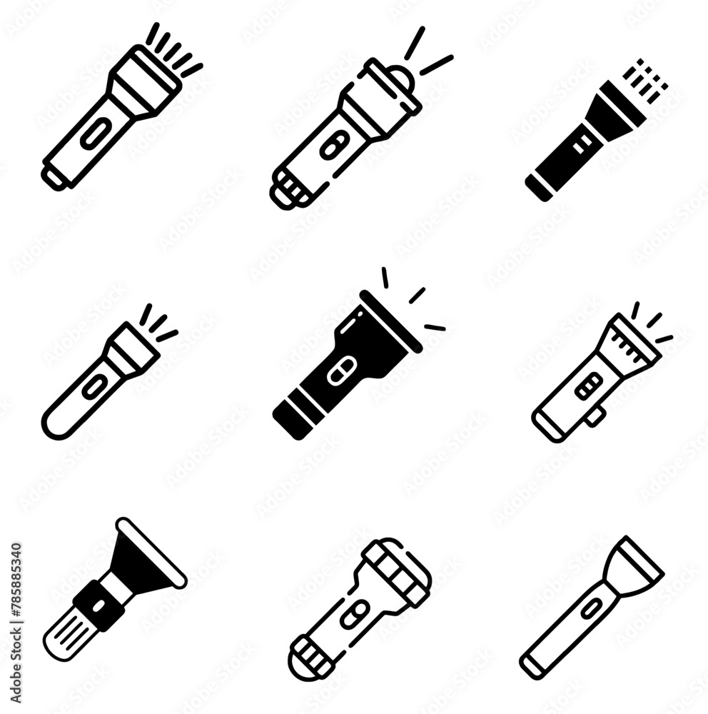 flash light icons set. vector. editable flash light icons set. vector. editable