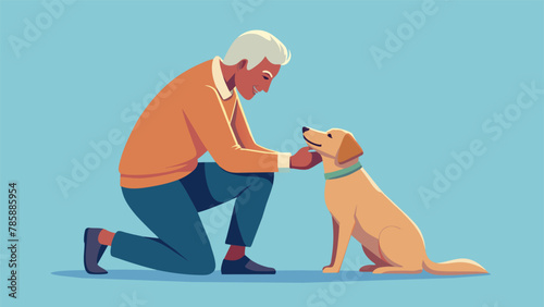 At a local shelters adoption event a senior volunteer is caught on camera helping a shy dog warm up to potential adopters their gentle touch and