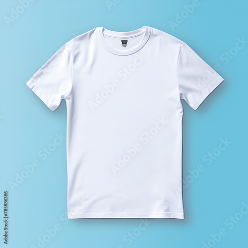 Plain White T-shirt with Blue Background