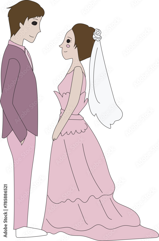 Wedding couple illustration, Transparent background. Wedding couple illustration, Transparent background.