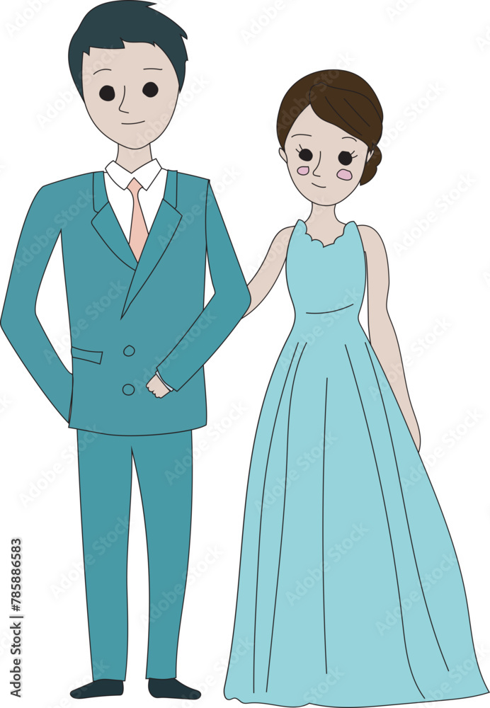 Wedding couple illustration, Transparent background.