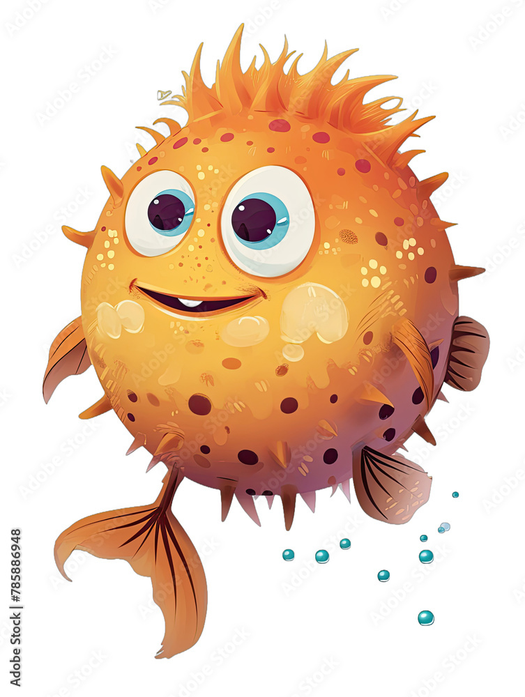 Fototapeta premium Cute Cartoon Pufferfish Illustration