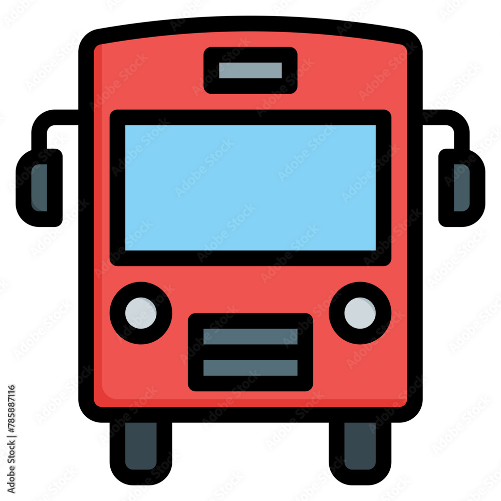 bus icon filled line style, suitable for web and mobile app.