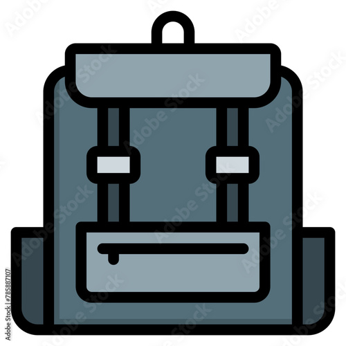 backpack icon filled line style, suitable for web and mobile app.