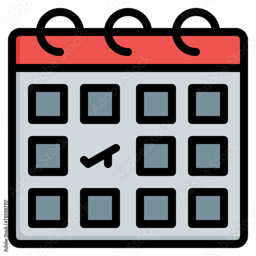calendar icon filled line style, suitable for web and mobile app.