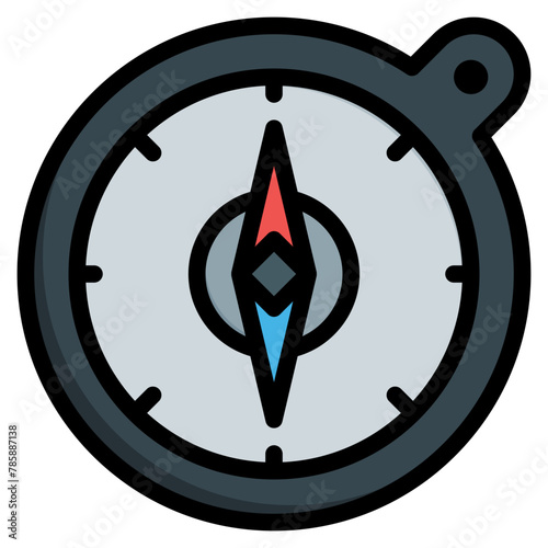 compass icon filled line style, suitable for web and mobile app.