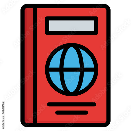 passport icon filled line style, suitable for web and mobile app.