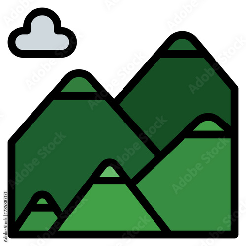 mountain icon filled line style, suitable for web and mobile app.