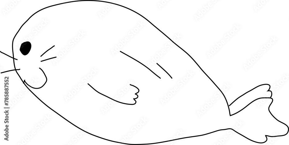 Obraz premium Hand drawn seal illustration on transparent background. 