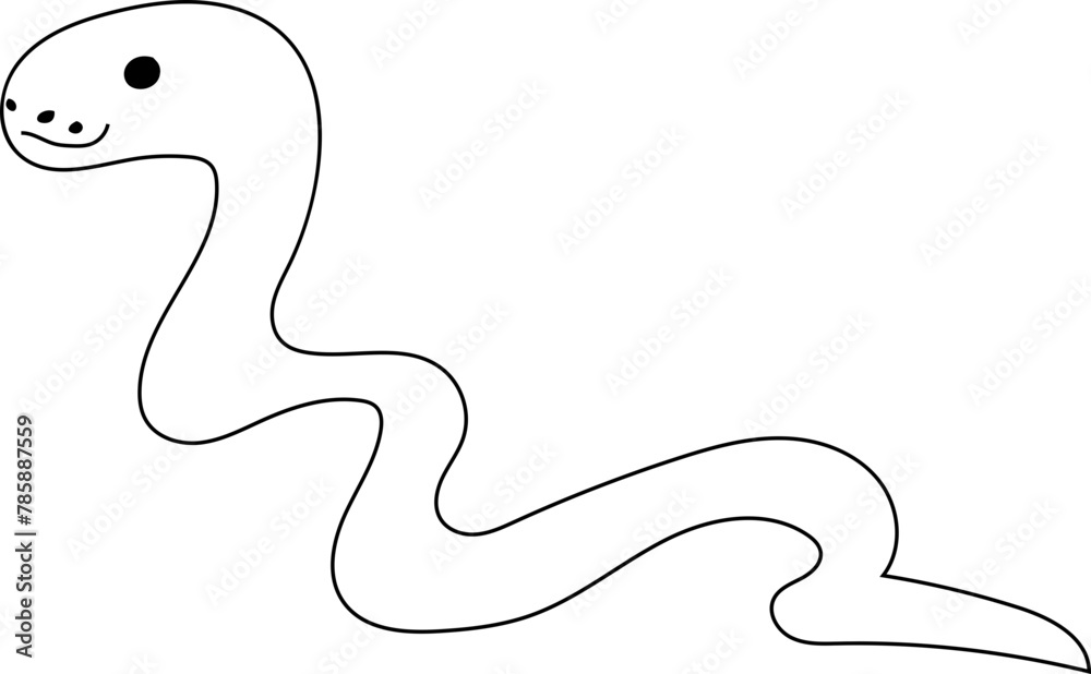 Fototapeta premium Hand drawn snake illustration on transparent background. 