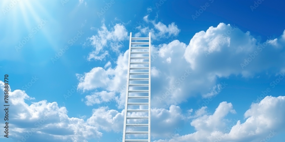 a Ladder to Paradise, beautiful blue sky with white clouds