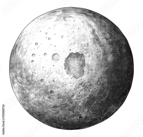 PNG Vintage full moon sphere space monochrome